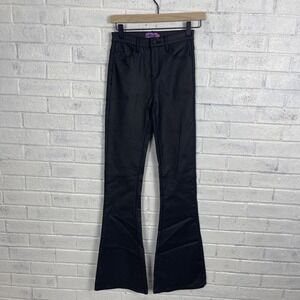 Edikted Faux Leather Flare Pants Womens Size S Mid Rise Black Y2K Stretch